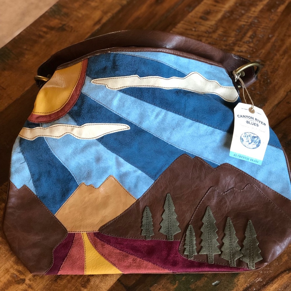 Canyon River Blues shoulder bag w/mountain scenery